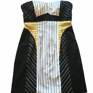 Helmut Lang Strapless Mini Dress Black & Yellow